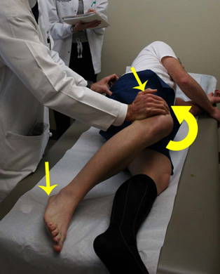 Fig 7 *. Manobra realizada com paciente em decúbito lateral (teste de PACE)